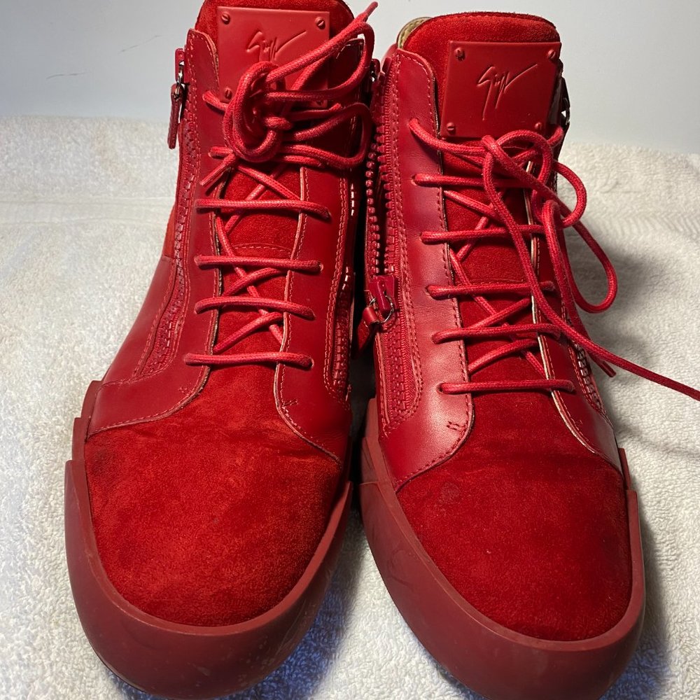 Giuseppe Zanotti Vintage Red Suede Sneakers Size 12.5 (47)